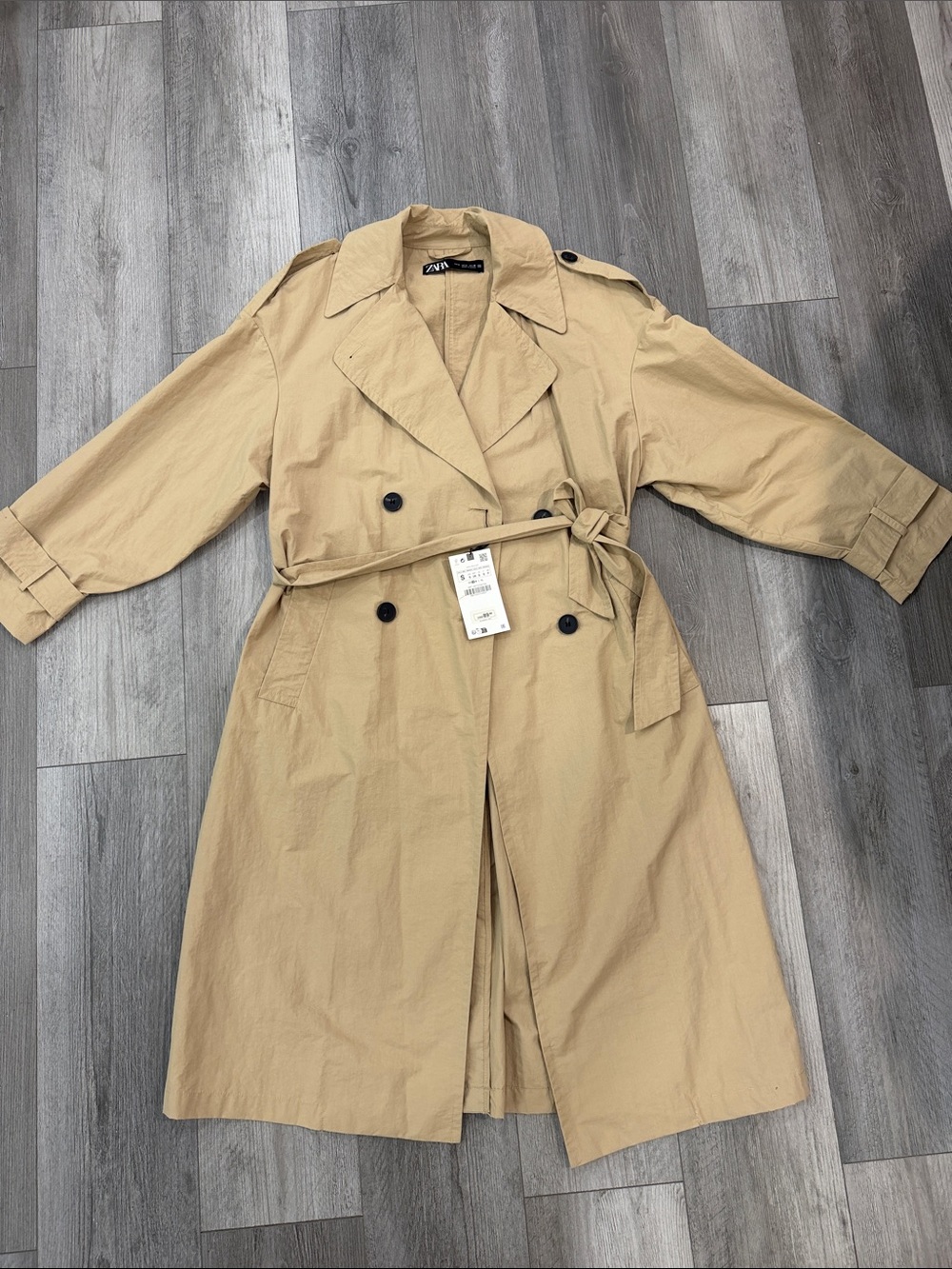 Zara Khaki-Tan Trench Coat with Belt